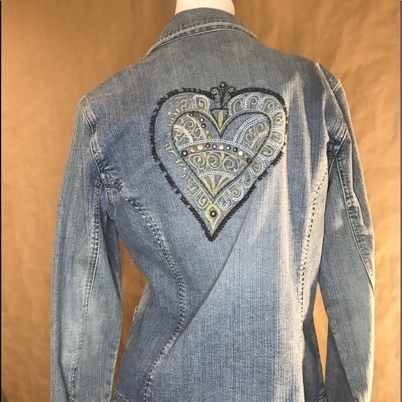 Chico's Jackets & Blazers - Chico's 1 heart embellished denim jacket